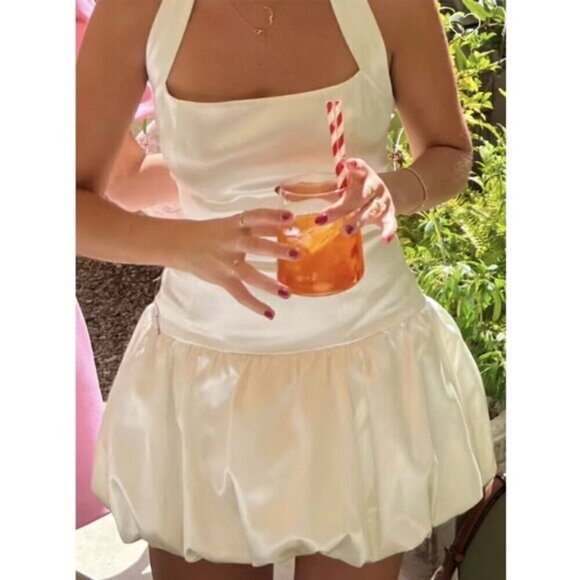 REFORMATION Babette Silk Dress in Ivory Size US 8 NWT - Picture 4 of 16